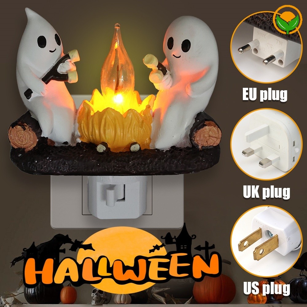 Creating Holiday บรรยากาศตกแต่งภายในด้วยริบหรี่ Bonfires 3D Night Lamp As ของขวัญ - US/UK/EU Plug แบบพกพาสวิทช์ออกแบบสําหรับ Halloween Nightlights