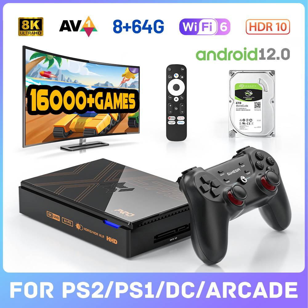 Yวิดีโอเกมย้อนยุค x5pro16000ซุปเปอร์คอนโซล + เล่นเกม320g/4T สำหรับ PS2 PS1 /Wii/N64 /ss Emulator 8K 