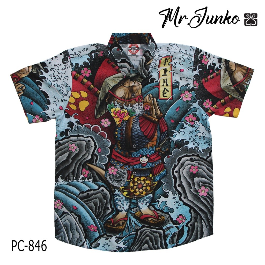 ส่งฟรี นาย เสื้อเชิ้ตแขนสั้นผ้าซาตินของ Junko PC-846