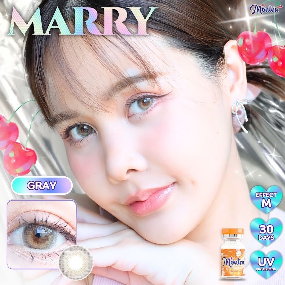คอนแทคเลนส์ Size : M รุ่น Marry (Montra) สี : Brown / Gray / Almond Brown