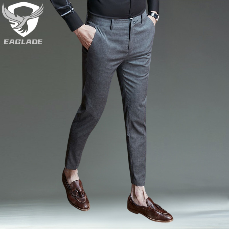 Eaglade กางเกงสแล็ก กางเกงทางการกอล์ฟเกาหลีลําลองสําหรับผู้ชาย X201 สีเทาปานกลาง D04