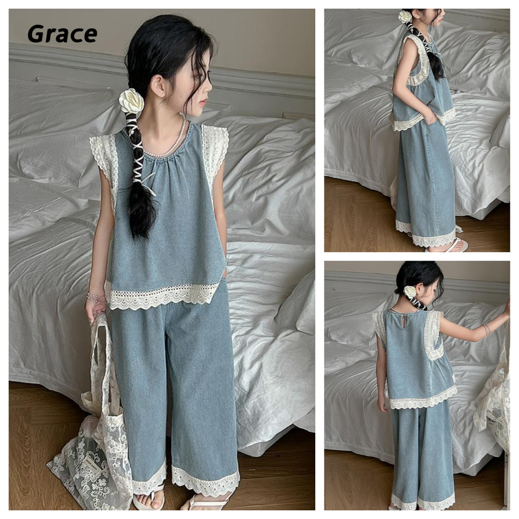 [Grace] สงกรานต์2025🌊ชุดวันหยุดคาวบอยสำหรับเด็ก🔥แขนบินขนาดเล็กผ้าฝ้ายนุ่มและระบายอากาศได้ดีสำหรับการเดินทางสวมใส่ไปโรงเรียน..GR173#