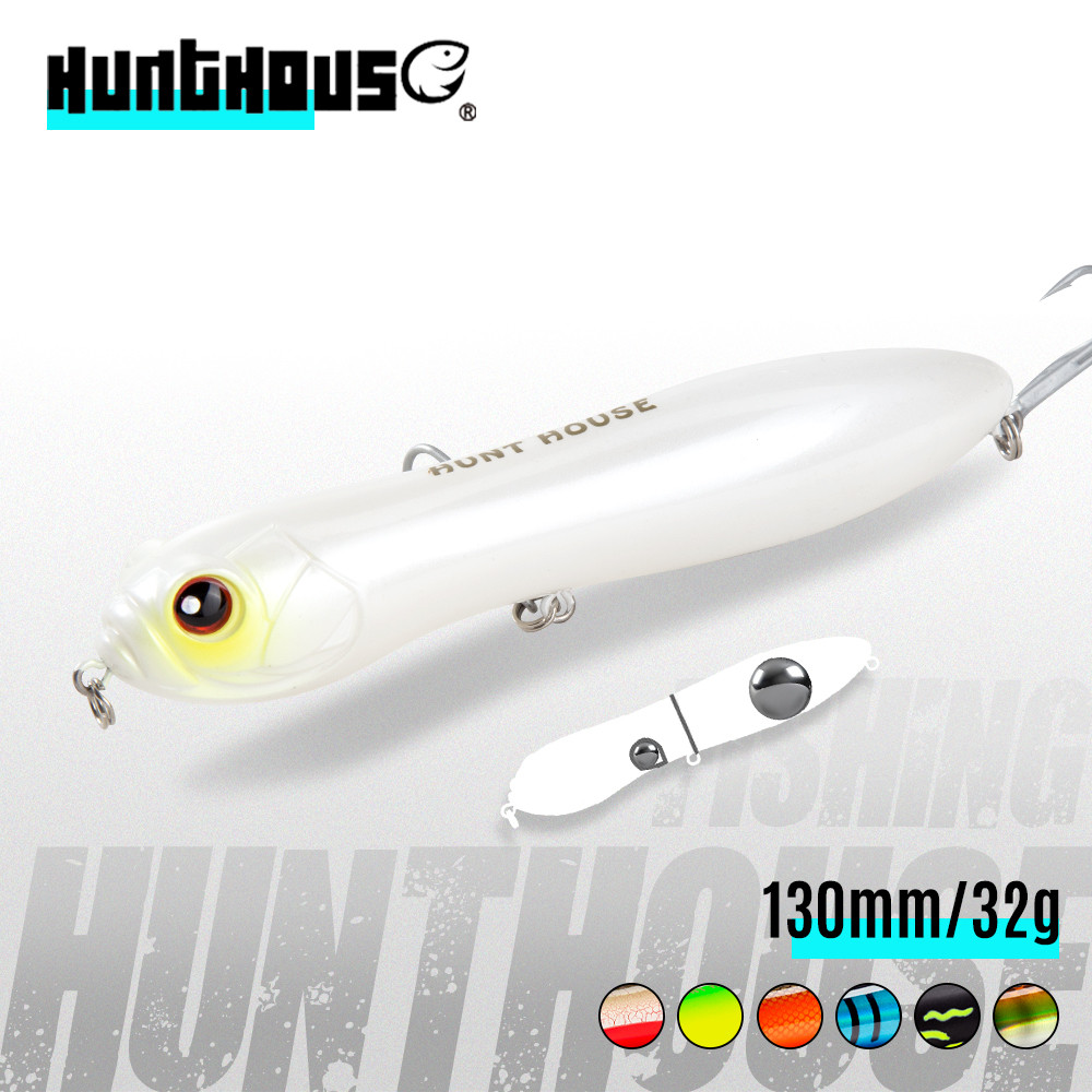 Hunthouse IMAKATSU Trairao ล่อน้ําบน ดินสอล่อตกปลาหล่อยาวสําหรับ Bass Pike lure พื้นผิวบ้า darter เสียงดัง