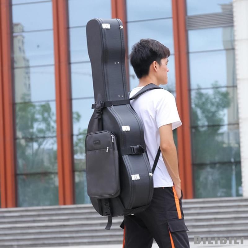 [ กระเป๋ากีตาร์กันน้ําสายคล้องไหล่ปรับได้กระเป๋ากีต้าร์โปร่งกิ๊ก