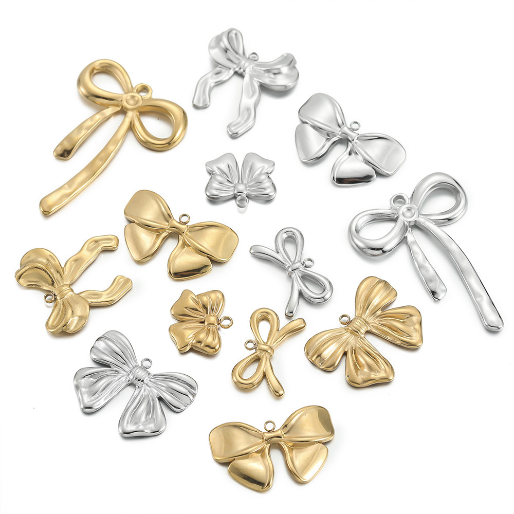 St. kunkka 2 ชิ้นจี้สแตนเลสสไตล์ผสมโบว์จี้แฟชั่น Charm สําหรับ DIY สร้อยข้อมือสร้อยคอจี้ทํา — صورة 4