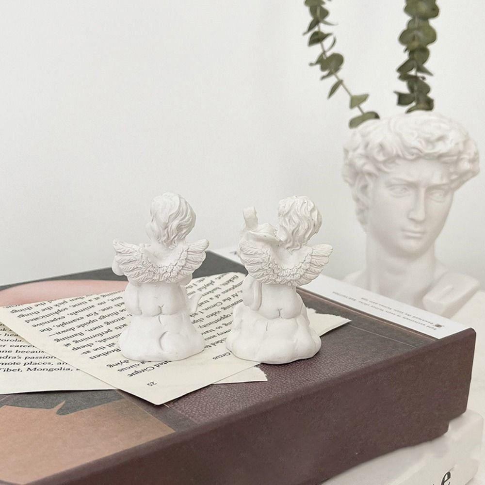 SEVENHOME3E กามเทพรูปปั้นเทวดาตกแต่งบ้าน Guardian Angel สร้างสรรค์งานฝีมือเรซิน Retro เนื้อยิปซั่มเครื่องประดับสวน - รูปที่ 6