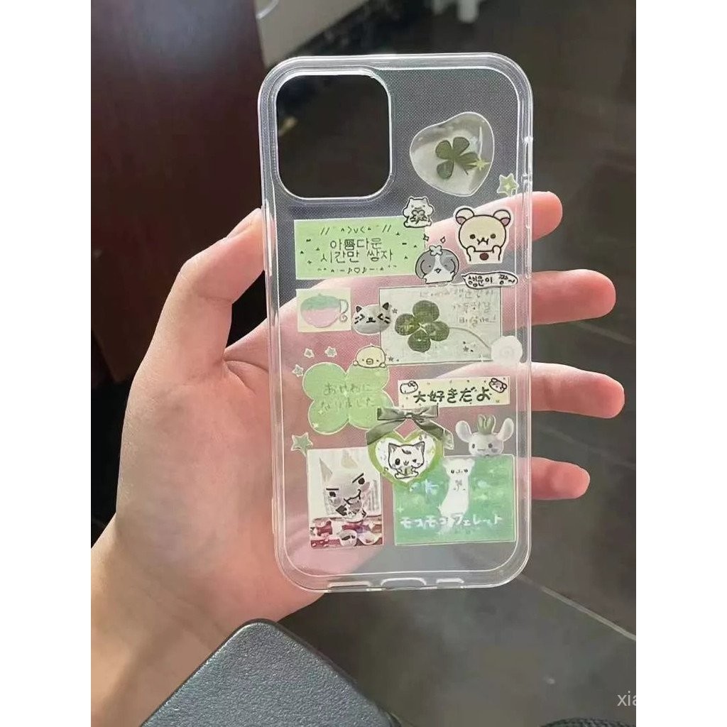 เคสโทรศัพท์สำหรับ iPhone 7 8 x XS XR xsmax 11 12 13 14 15 16 Pro Max PLUS INS สไตล์โคลเวอร์สี่ใบคลุมทั้งเครื่องกันกระแทกเคสนิ่มเคสป้องกัน dx6b
