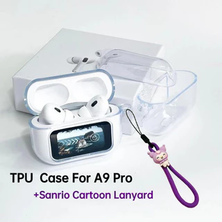 A9pro กรณี TPU โปร่งใส, Anti-Drop โปร่งใส Scilicone ป้องกันรอบทิศทาง 360 องศา, หูฟังไร้สายบลูทูธซิลิโคนพร้อมเชือกเส้นเล็ก Sanrio Carabiner