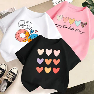 เสื้อยืดแขนสั้นลําลอง พิมพ์ลายโดนัท แฟชั่นฤดูร้อน สําหรับเด็กผู้ชาย และเด็กผู้หญิง 2026