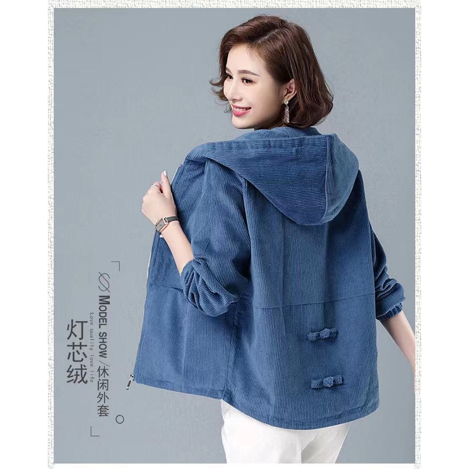 พรีเมี่ยมผ้าลูกฟูกแจ็คเก็ตผู้หญิงเวอร์ชั่นเกาหลีแจ็คเก็ตหลวม