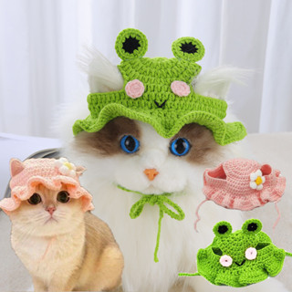 CODหมวกแมวถักแฮนด์เมด หมวกสัตว์เลี้ยงน่ารัก เสื้อผ้าสัตว์เลี…