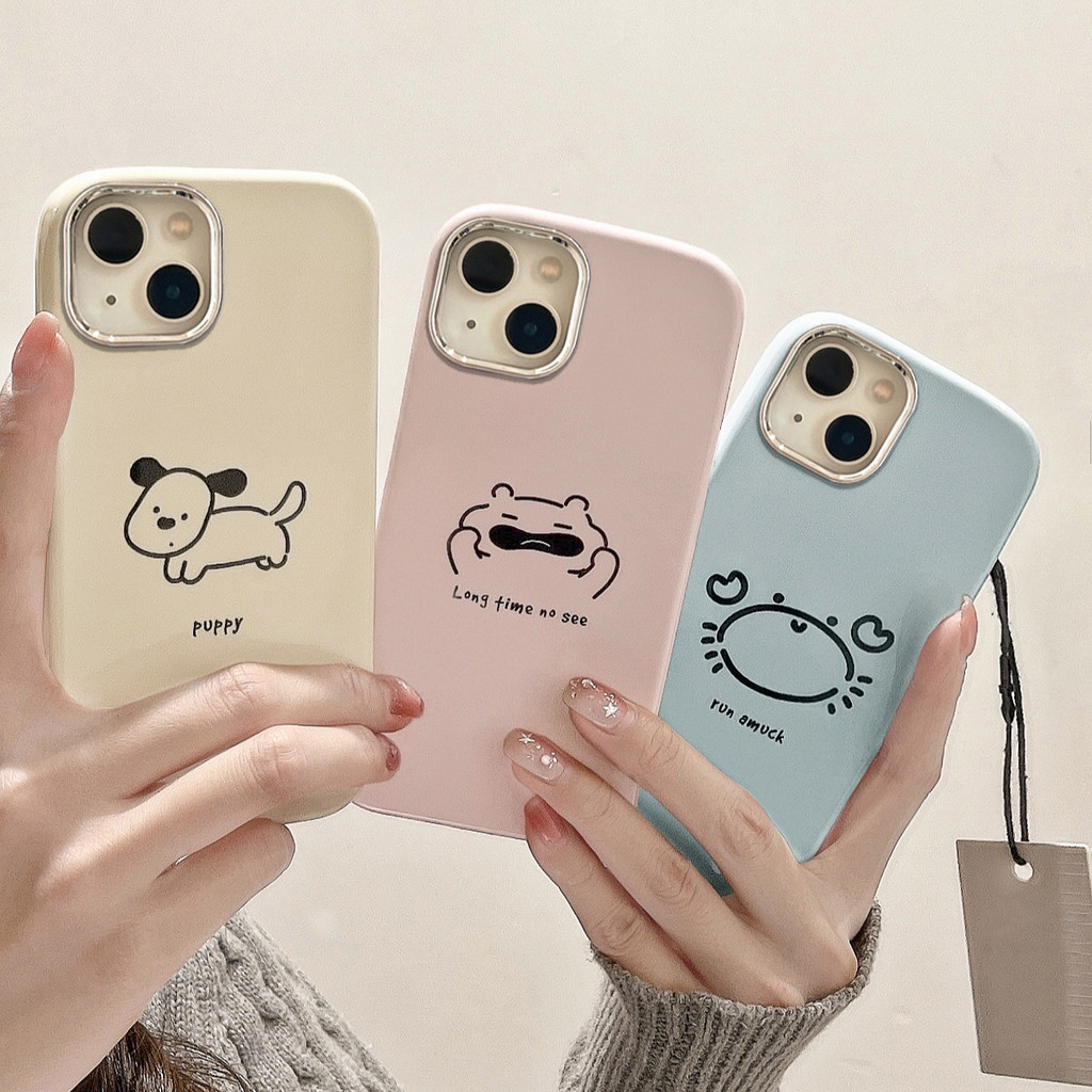 Iphone 16 15 14 13 12 11 Pro Max X XR Max 7 8 Plus INS การ์ตูนน่ารักเส้นเรียบง่ายและสัตว์เล็กเคสโทรศัพท์ Soft