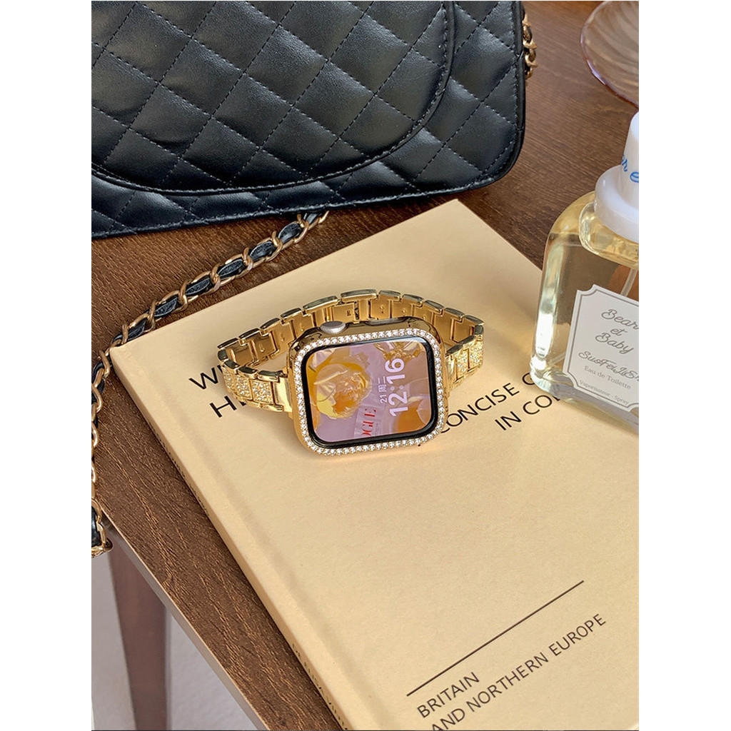 Sparkling Diamond Ladies Luxury Fine Items สายโลหะกรณี Series 10 46 มม.40 มม.41 มม.42 มม.44 มม.45 มม.38 มม.49 มม.Iwatch Series สําหรับ Iwatch 10 9 8 7 SE 6 5 4 3