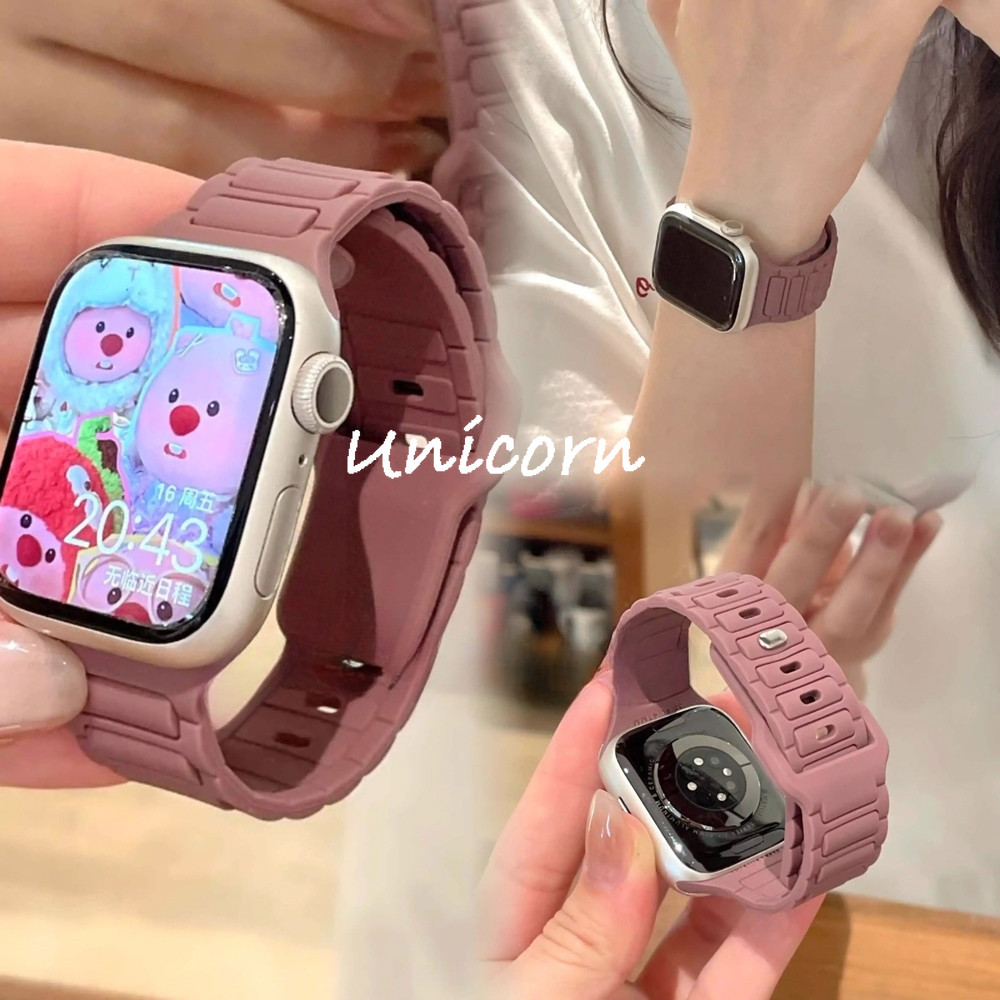 สายรัดซิลิโคนอ่อนนุ่มสําหรับ Apple Watch Ultra 10 9 8 7 6 SE 5 และ iWatch 38/40/41/42/44/45/46/49 มม.