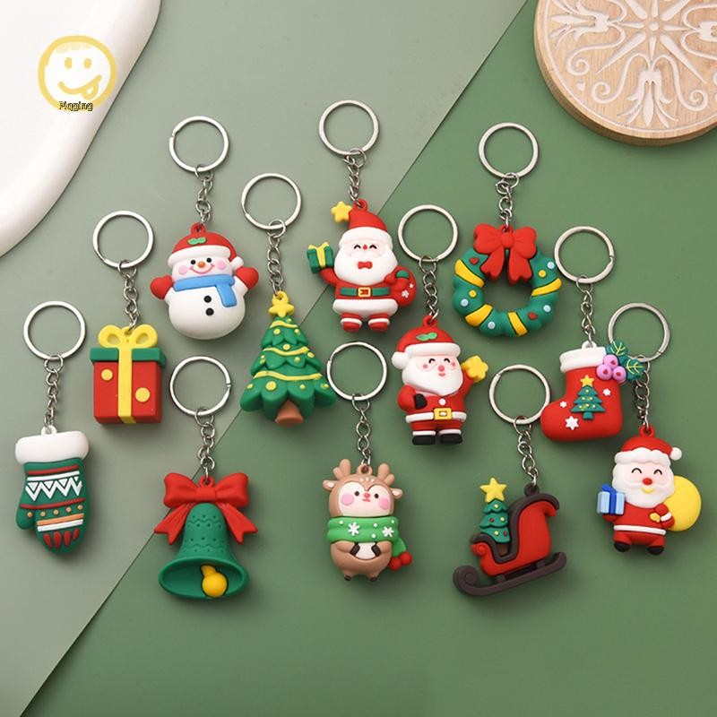 Piqging Christmas Series Santa Claus Christmas Tree Key Chains สําหรับกระเป๋าเป้สะพายหลังจี้น่ารัก Elk ตุ๊กตา Key แหวนสําหรับเด็กเพื่อนของขวัญ TH