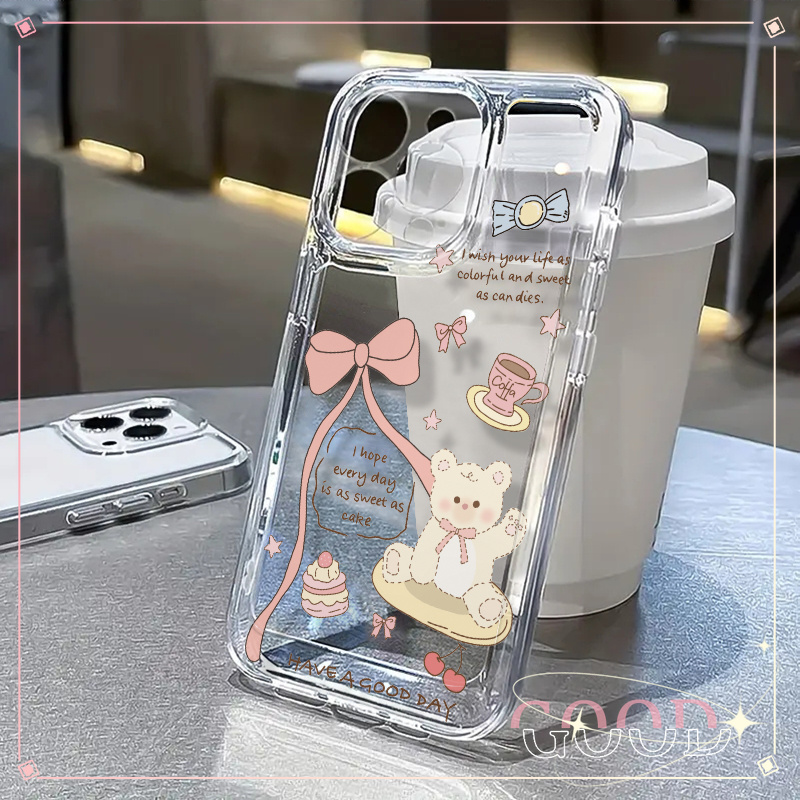 GOOD เคสโทรศัพท์มือถือแบบนิ่ม น่ารัก อ้วน ตุ๊กตุ๊ก สําหรับ iPhone 16 15 14 13 12 11 Pro Max X/Xs Xr 7 8 Plus หมีน้อย
