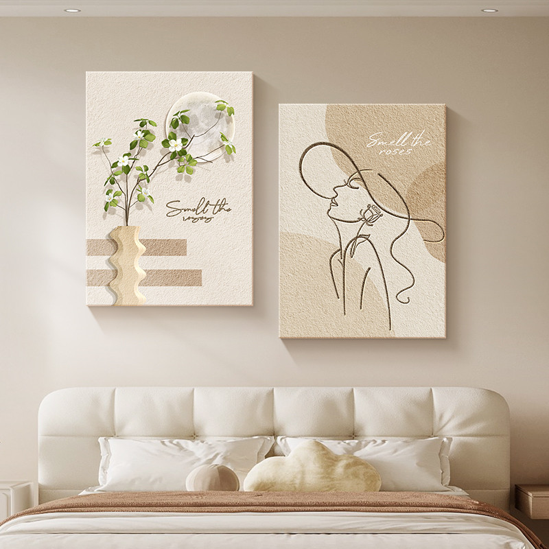 (พร้อมกรอบ) บทคัดย่อแฟชั่นสาวรูป Boho Leaf Plant ดอกไม้ดอกไม้ผ้าใบภาพวาดภาพตกแต่งบ้าน