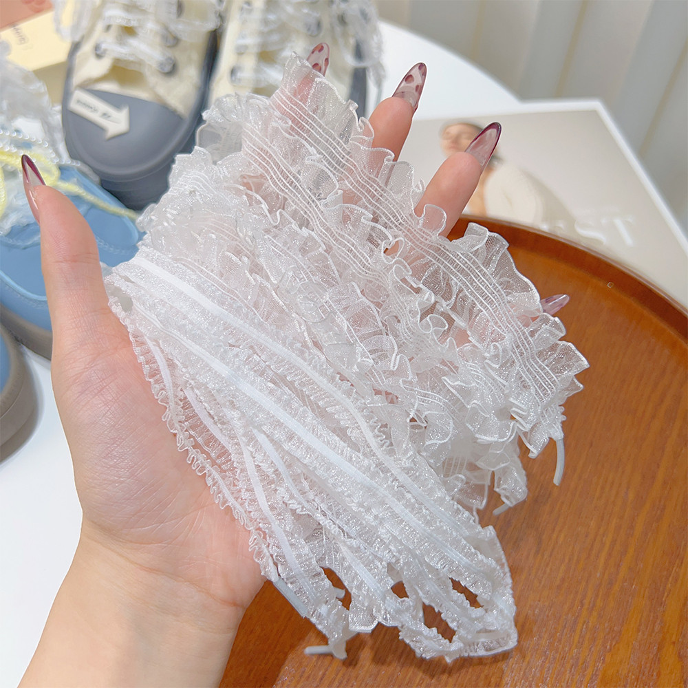 Elegant Ballet Style Lace Hollow Shoestring-ประณีต DIY Wave Floral ShoeLace-Y2k Sweet Mushroom Edge อุปกรณ์เสริมรองเท้า