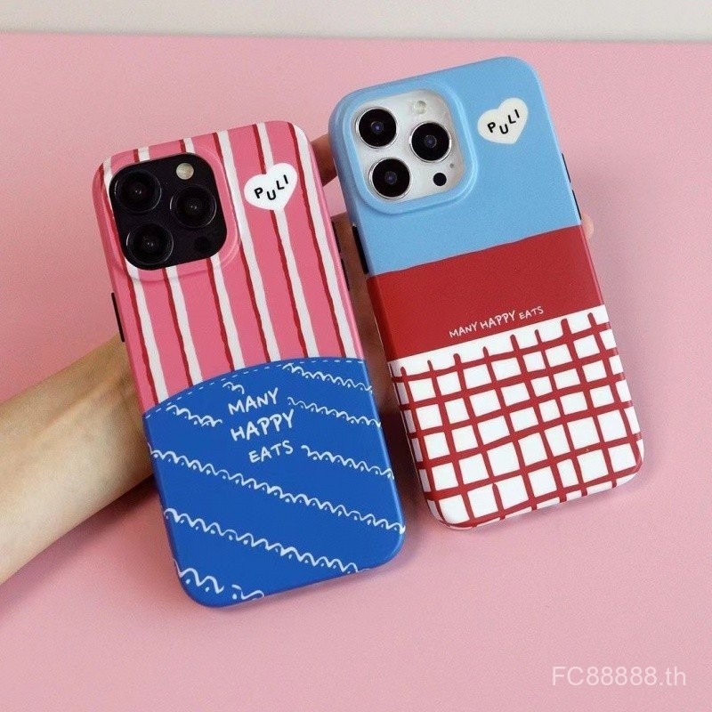 เคสโทรศัพท์สำหรับ iPhone INS 16/15/14PROMAX สีกราฟฟิตีลายสก๊อต13/12/11pro ผู้หญิง xsmax/XR เรียบง่าย7/8PLUS เคสป้องกันแบบครอบทั้งหมดมีรูขนาดใหญ่ cztl