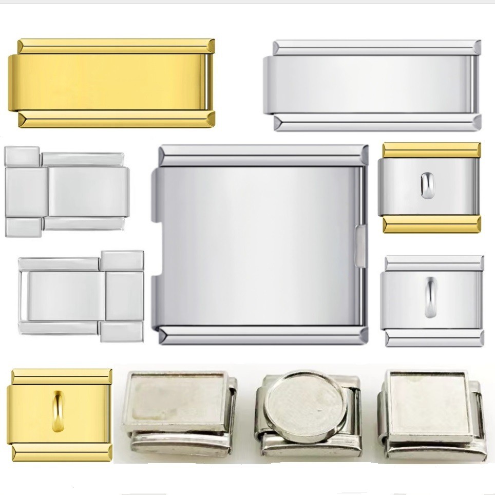 รูปถ่าย สร้อยข้อมือโมดูลอิตาลีมัลติฟังก์ชั่น,สแควร์ยืดหยุ่นประกบสายเหล็กไทเทเนียมอิตาลีเสน่ห์