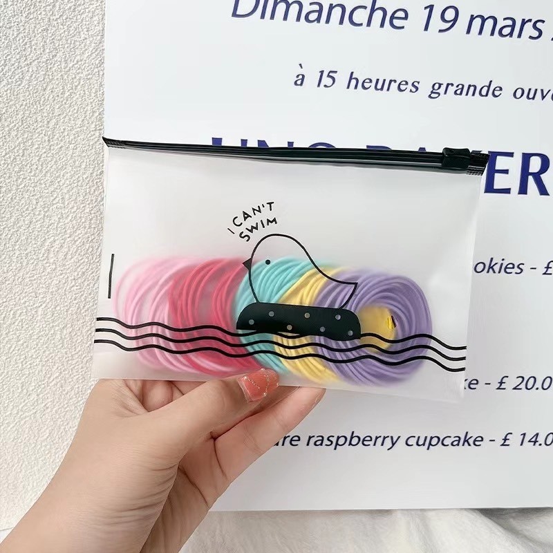 ยางรัดผม ยางรัดผมสีพื้น ยางรัดผมเด็กผู้หญิง สีพาสเทล สไตล์เกาหลี แพ็ค100เส้น พร้อมซองใส่🔮 - รูปที่ 5