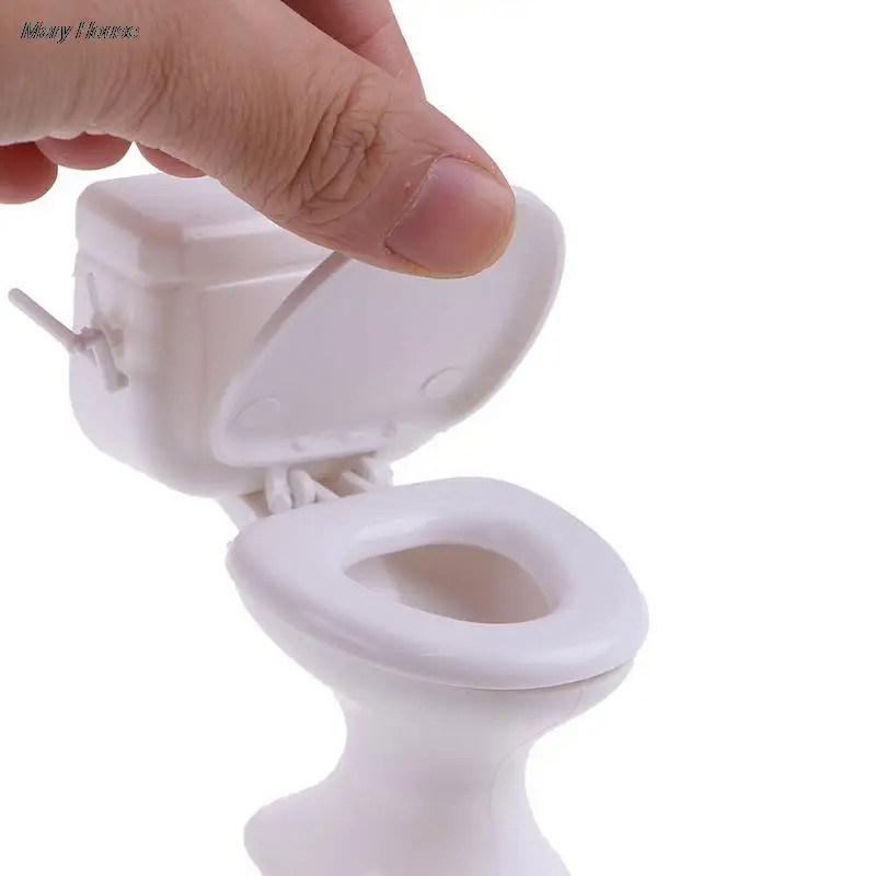 Dolls Accessories Vintage Dollhouse Furniture Bathroom Modeling White Toilet Doll House Miniature Ba