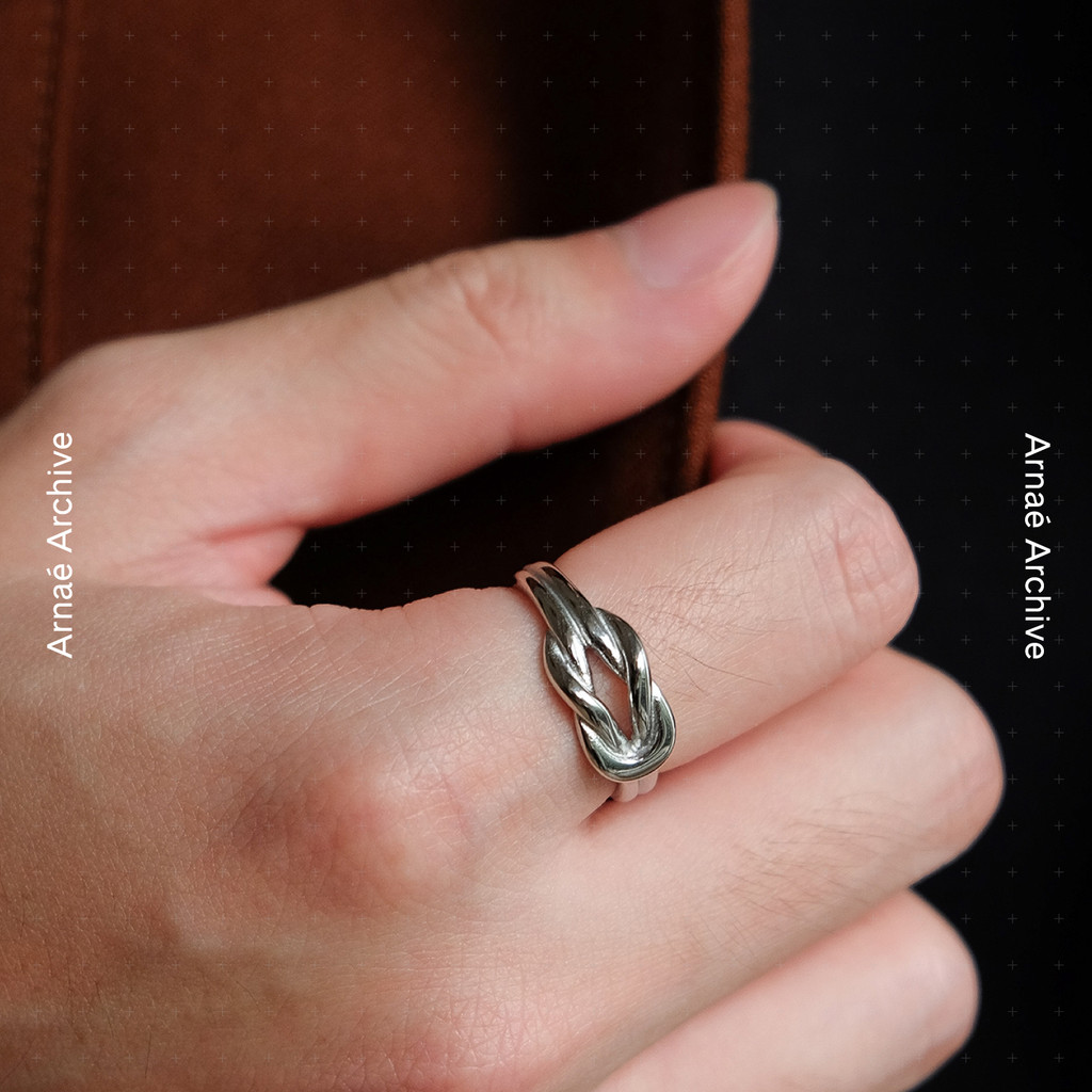 Arnaé Archive Tether แหวนสายไฟสแตนเลส Unisex คู่แหวนป้องกันสนิม