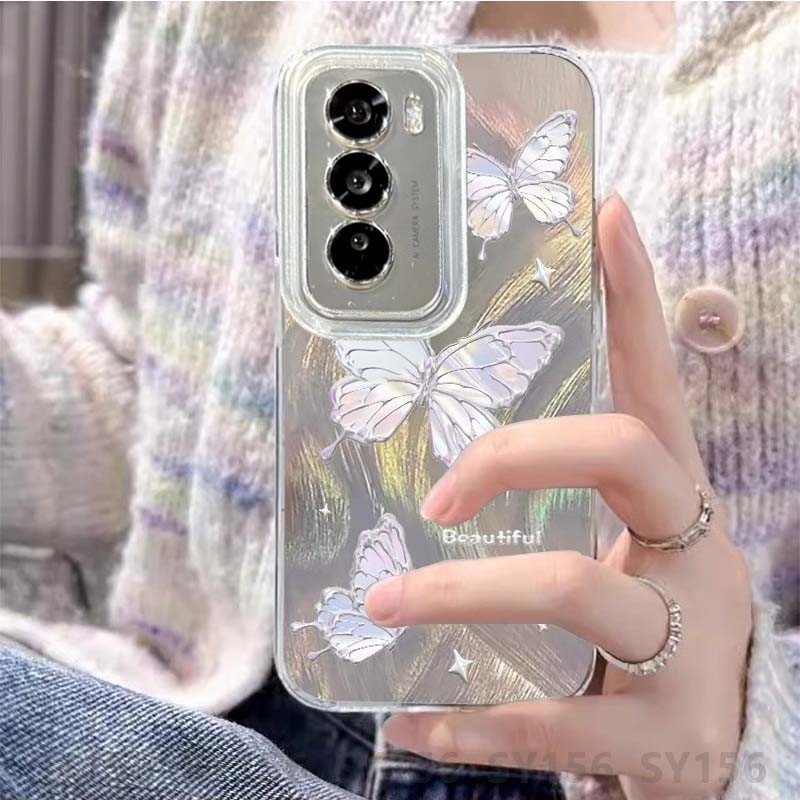 เคส OPPO Reno 12 12F 11 10 Pro Reno12Pro 11F 8T 8Z 7Z 5 6 6Z 5G เคส กรณีเงินกันกระแทกหรูหราออกแบบใหม่