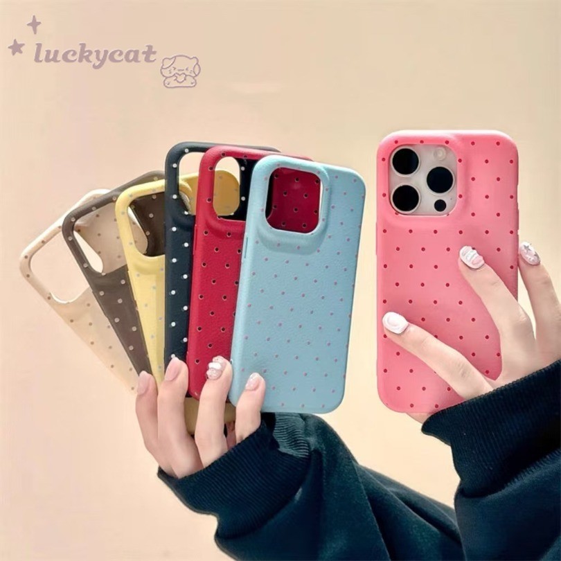 Iphone 16 15 14 13 12 11 Pro Max X Xr Xs Max 7 8 Plus SE2020 เคสโทรศัพท์ Ins Fresh Simple Dots Candy สีหนังนุ่มปกหลัง