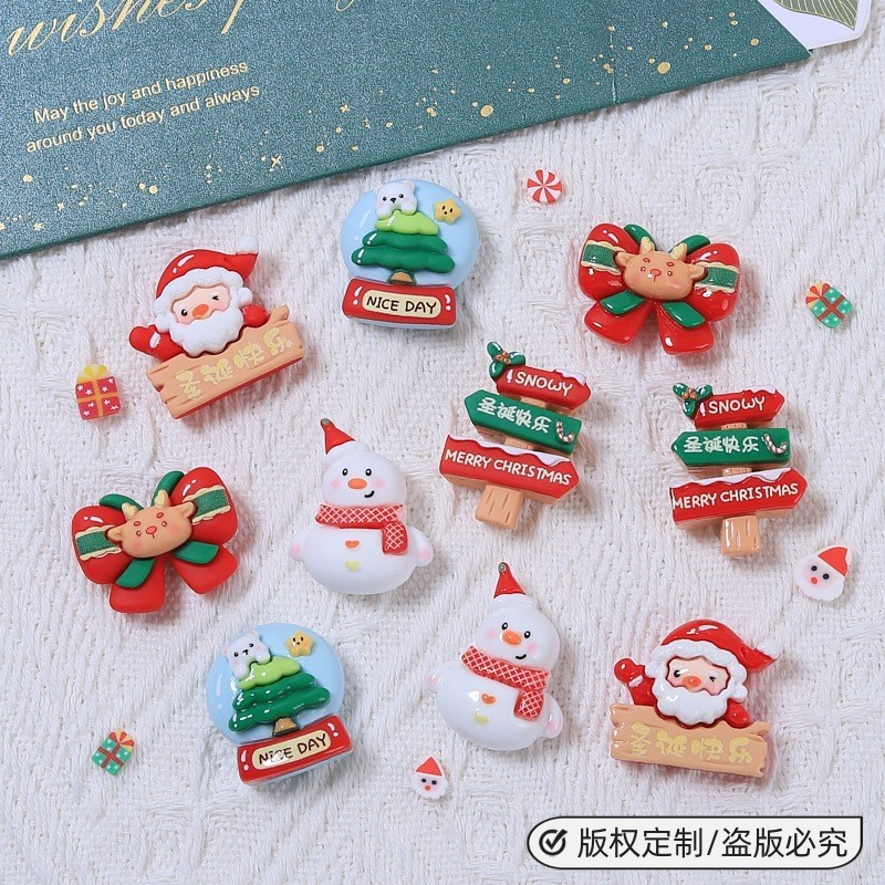 คริสมาสต์คาร์นิวัลผ้าโพกศีรษะ DIY แฮนด์เมดกิ๊บติดผมเครื่องประดับอุปกรณ์เสริมยางครีมอุปกรณ์เรซินคุณภาพสูง