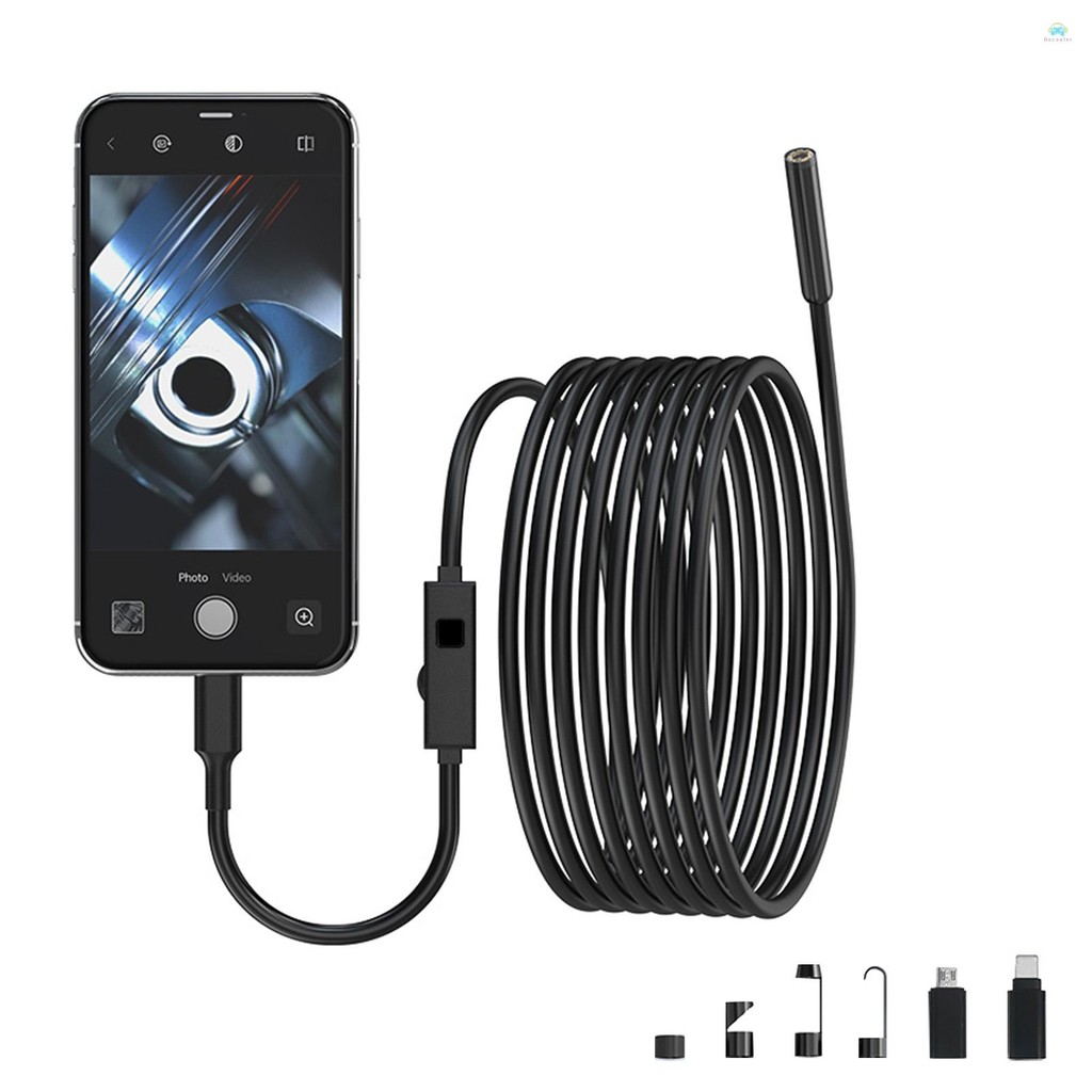 กล้องเอนโดสโคปอุตสาหกรรมEndoscope พร้อมไฟ, IP67 กันน้ํา Borescope พร้อมไฟ LED 8 ดวง 16.4ft สายกึ่งแข็ง, 2.0 ล้านพิกเซล HD กล้องงูสําหรับ