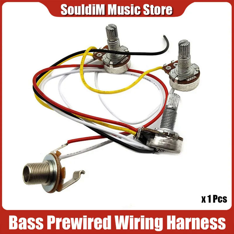 Bass Prewired Wiring Harness Alpha 500K 18mm Pots 2V1T 1 Socket for JB Jazz Bass Electric Guitar Par
