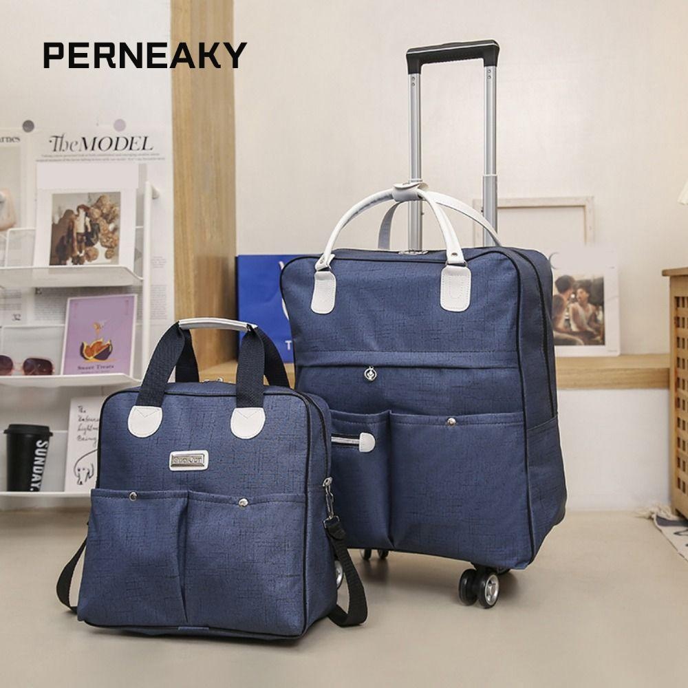 Perneaky กระเป๋าเดินทางแบบพับได้, กระเป๋าเดินทางแบบขยายได้แบบพกพา, กระเป๋าอเนกประสงค์กันน้ําพร้อมกระเป๋าเดินทางรถเข็นล้อ
