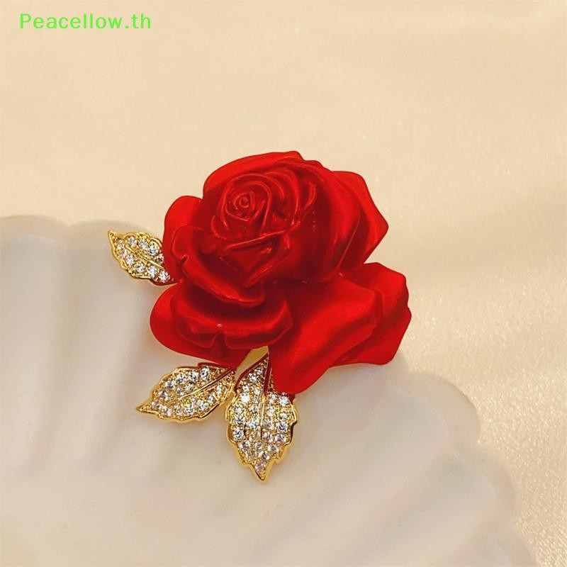 Peacellow Temperament Red Rose เข็มกลัด High-end Suit Accessories Pins Design เข็มกลัด TH