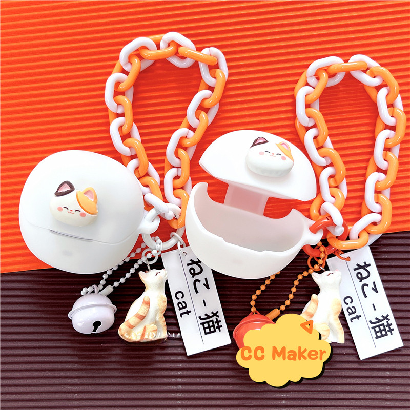 For QCY AilyBuds Pro Case QCY AilyBuds Pro+ Silicone Soft Case Cartoon Cat Bracelet Keychain Cute Ca