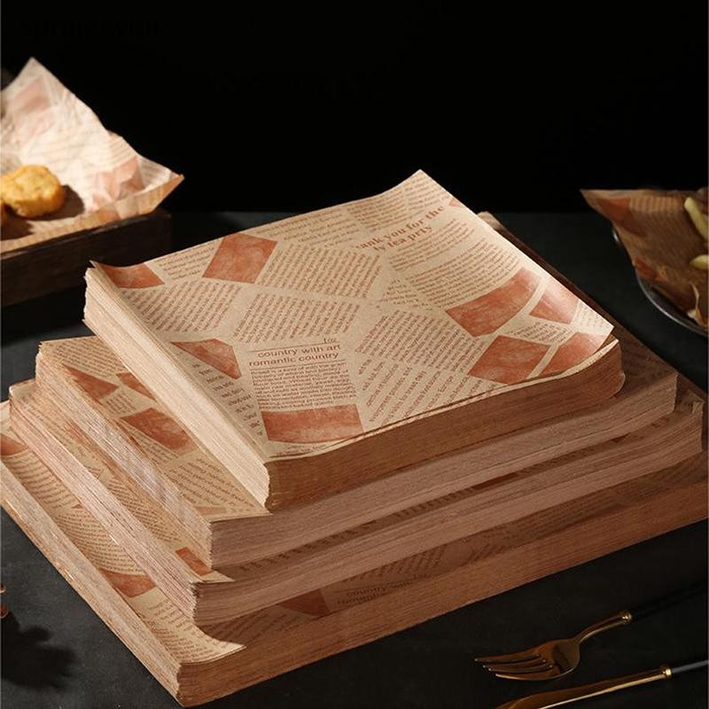 [springeven] 50/100pcs กระดาษกันน้ํามันสําหรับห่อแซนวิชบรรจุภัณฑ์เบอร์เกอร์ขนมปังทอดอาหาร Fryer Air Baking กระดาษแผ่นอุปกรณ์เสริมสต็อกใหม่