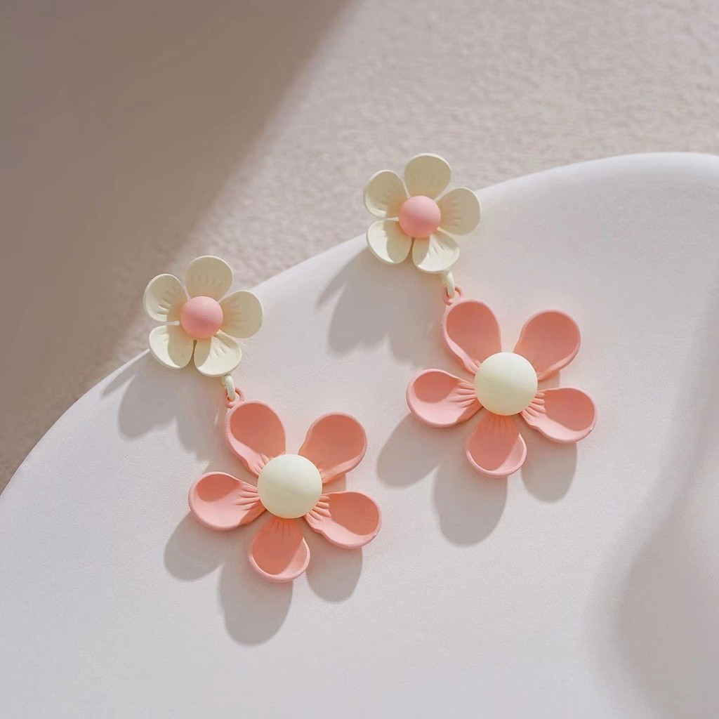 Klein Blue Flower Stud ต่างหูสําหรับผู้หญิง Ins Girl New