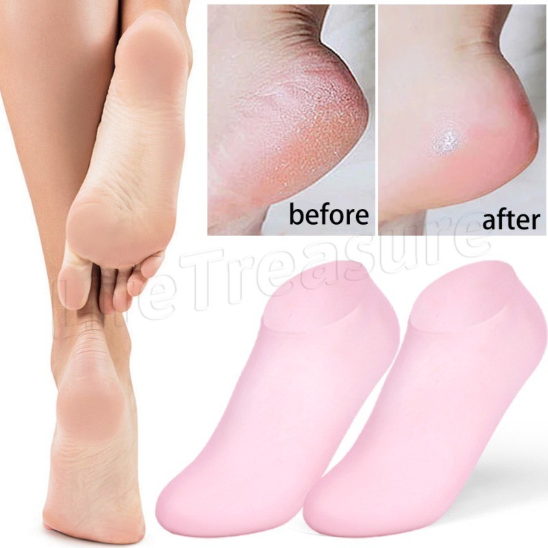[ที่โดดเด่น] ซิลิโคนฝาครอบเท้าให้ความชุ่มชื้น - Dead Skin Remove Protector - Anti Cracking Foot Mask Sleeve - ถุงเท้าเจลขัดผิว - อุปกรณ์ดูแลเท้า