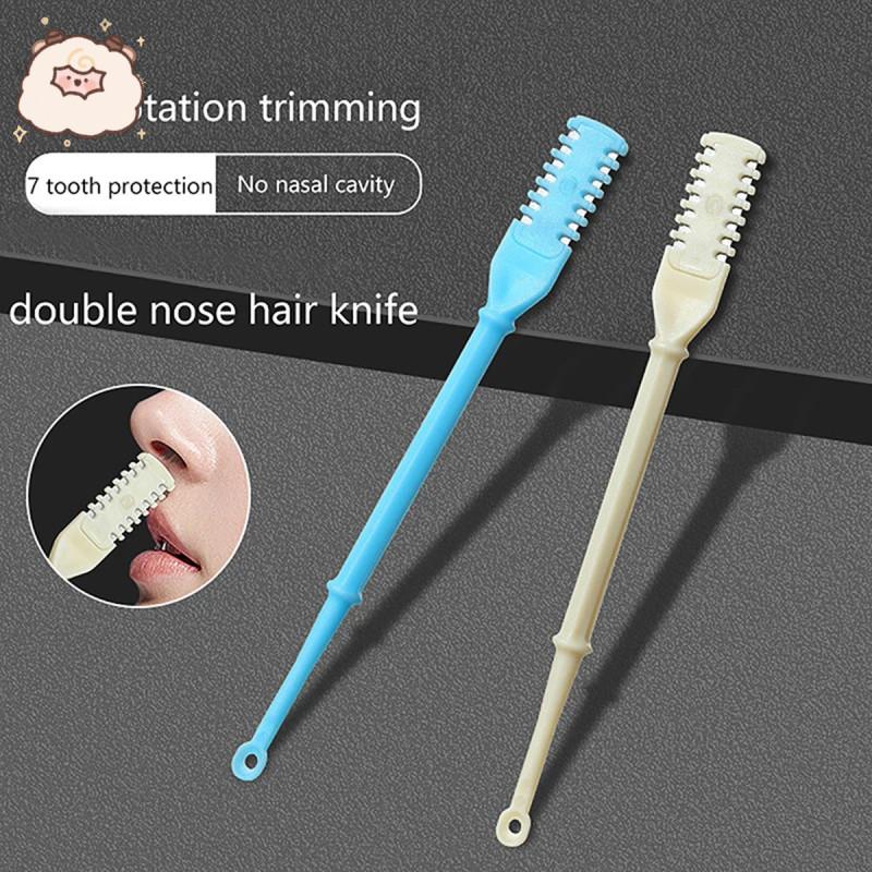 【TR】2-in-1 ที่กันจอนขนจมูกสองด้าน เครื่องมือกําจัดขนจมูกแบบหมุนได้ 360° เครื่องตัดขนจมูกแบบแมนนวลพร้อมช้อนหู