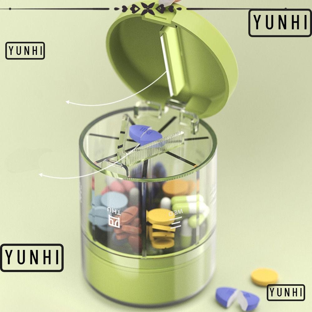 Yunhi ที่เก็บยา , Travel Outdoor Pill Organizer Moisture Proof Mini Pill Box, ปฏิบัติความจุสูงพร้อมเครื่องตัดยา Drugs Organizer Holder