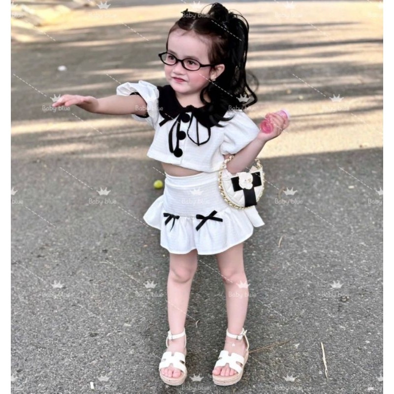 (พร้อมส่ง) ชุดลูกสาวสไตล์เกาหลี กระโปรงแต่งระบายเข้าเซ็ตน่ารักๆ รหัสGGS