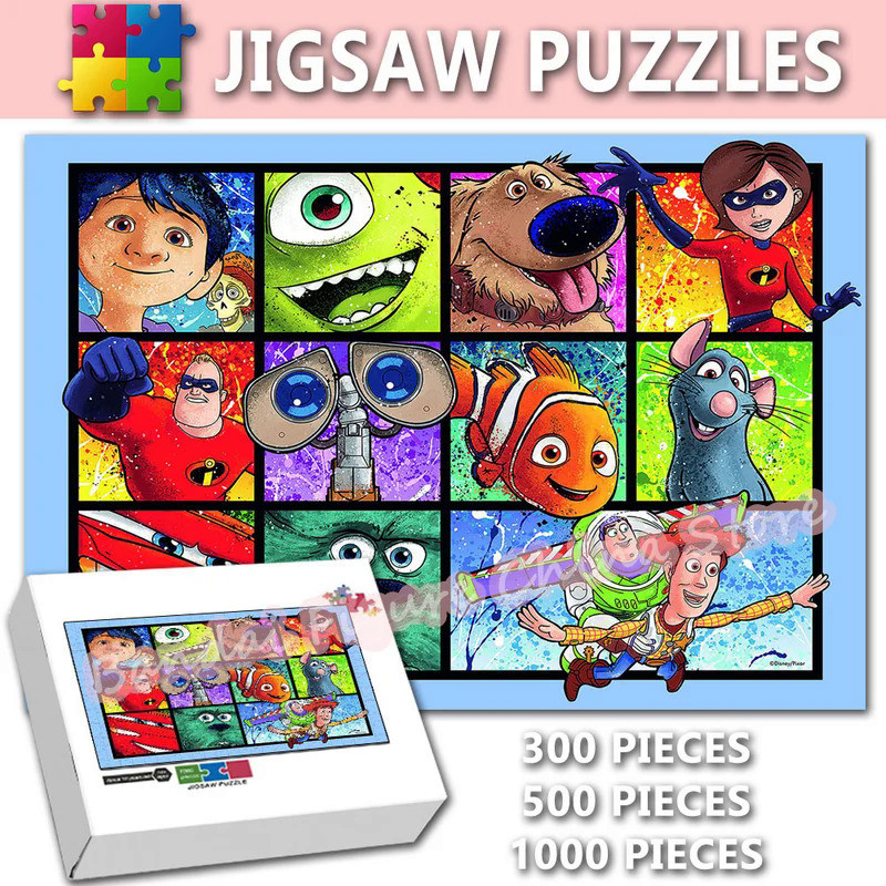 Disney Cartoon Collection Print Puzzle 300/500/1000 Pieces Woody Nemo Luca Anime Inside Out Toy Stor