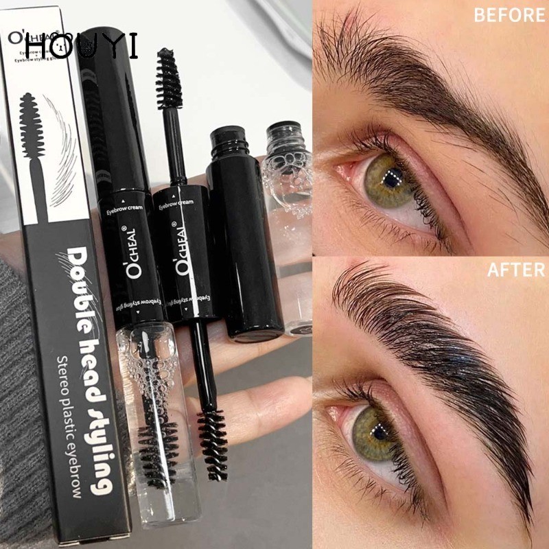 Double-ended Dyeing Eyebrow Brow Style Liquid - Natural Fluffy Wild Brow Setting Wax Waterproof Quick Drying Eyebrow Makeup