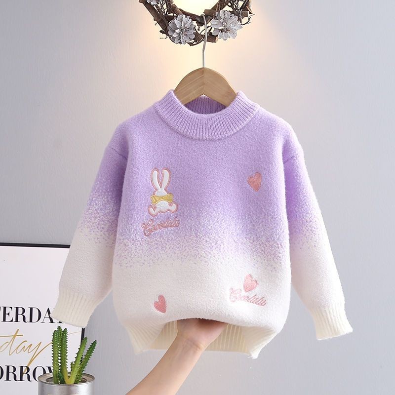 เด็กผู้หญิงเด็ก2024เสื้อกันหนาวฤดูหนาวหนาไล่โทนสีสีสไตล์ใหม่แฟชั่นกลางเด็กใหญ่ จุดต่ําสุด เสื้อกันหนาวฤดูใบไม้ร่วงฤดูหนาวเสื้อผ้า 10.22