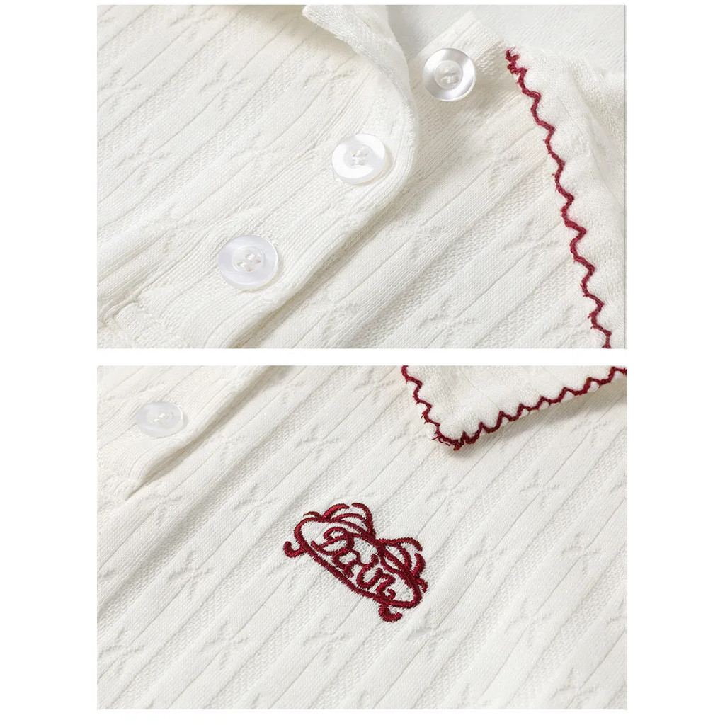 🤍 ส่งไวจากไทย🤍 เสื้อยืดคอปกแขนสั้น กระดุมหน้า ผ้านิ่ม ใส่บาย ลุคมินิมอล สไตล์เกาหลี (พร้อมส่ง) - 6