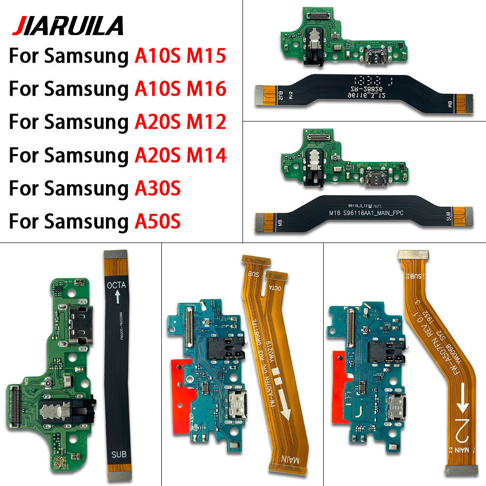 เมนบอร์ด FPC หลัก Flex สาย + USB Charger พอร์ตชาร์จสําหรับ Samsung A10S M15 M16 A20S M12 M14 A30S A50S