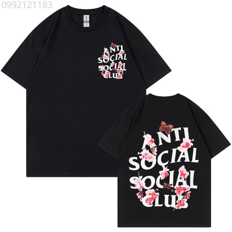(ASSC Anti-Social Social Club) อินเทรนด์ ผีเสื้อพิมพ์แขนสั้นและเสื้อยืด สำหรับผู้ชายและผู้หญิง จัดส่