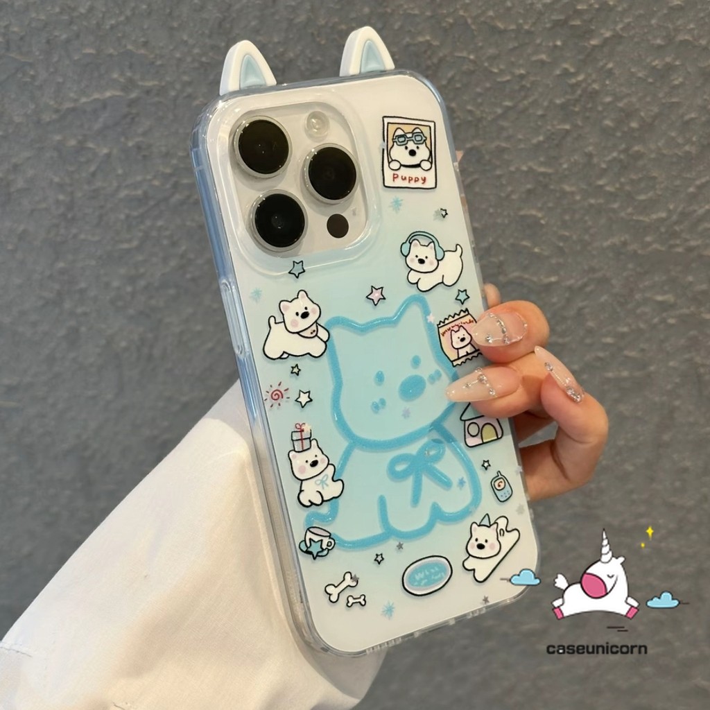 สําหรับOppo A60 A38 A3X A57 A5 A3 Pro A7 A15 A12 A79 A54 A74 A17 A5 A16 A5s A76 A9 A18 A3s A31 A17K A77 A58 A16F DIYหูลูกสุนัขน่ารัก เคสคู่รัก