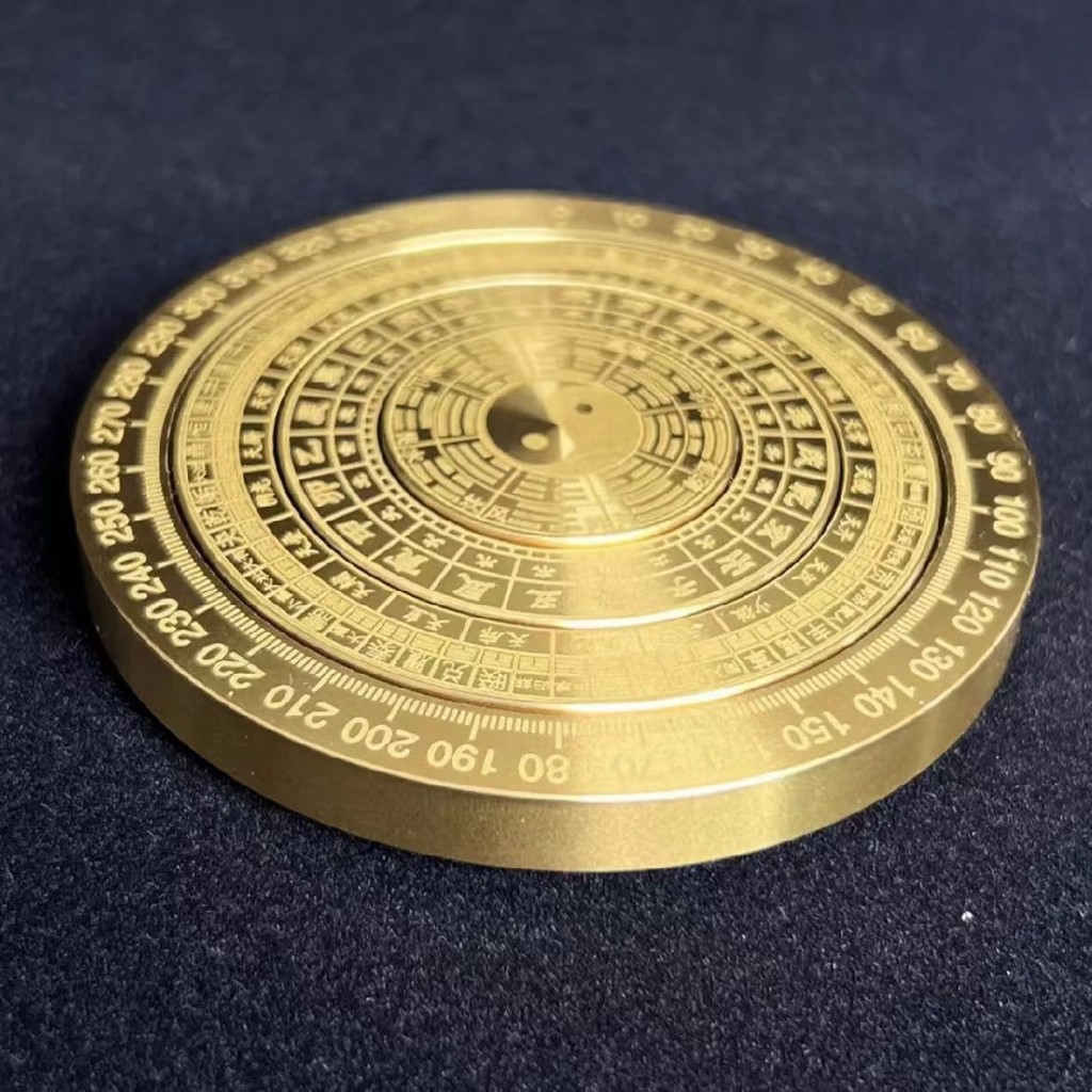 Bong Fidget Spinner [หลายชั้นสไตล์ใหม่] ทองเหลือง Solid Retro เข็มทิศ Tai Chi ปลายนิ้วปินเนอร์แบบพกพ