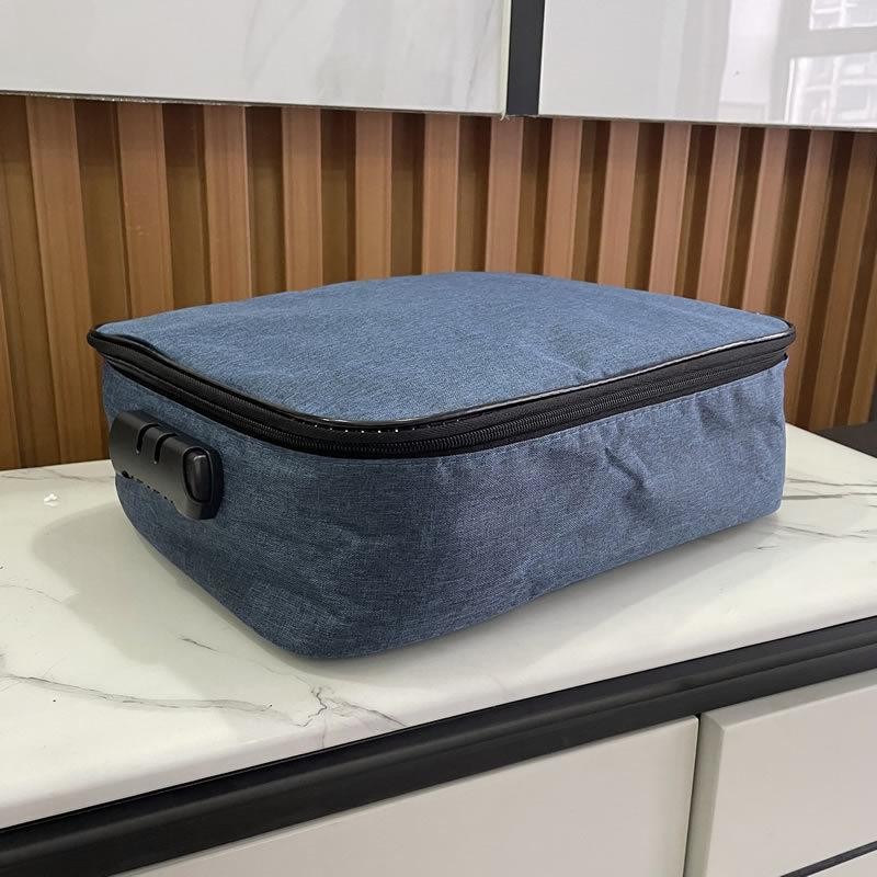 I กระเป๋าเอกสาร 3 ชั้น Anti-Theft Combination Lock กระเป๋า ipad แบบพกพาขนาดใหญ่ความจุ Travel Passpor